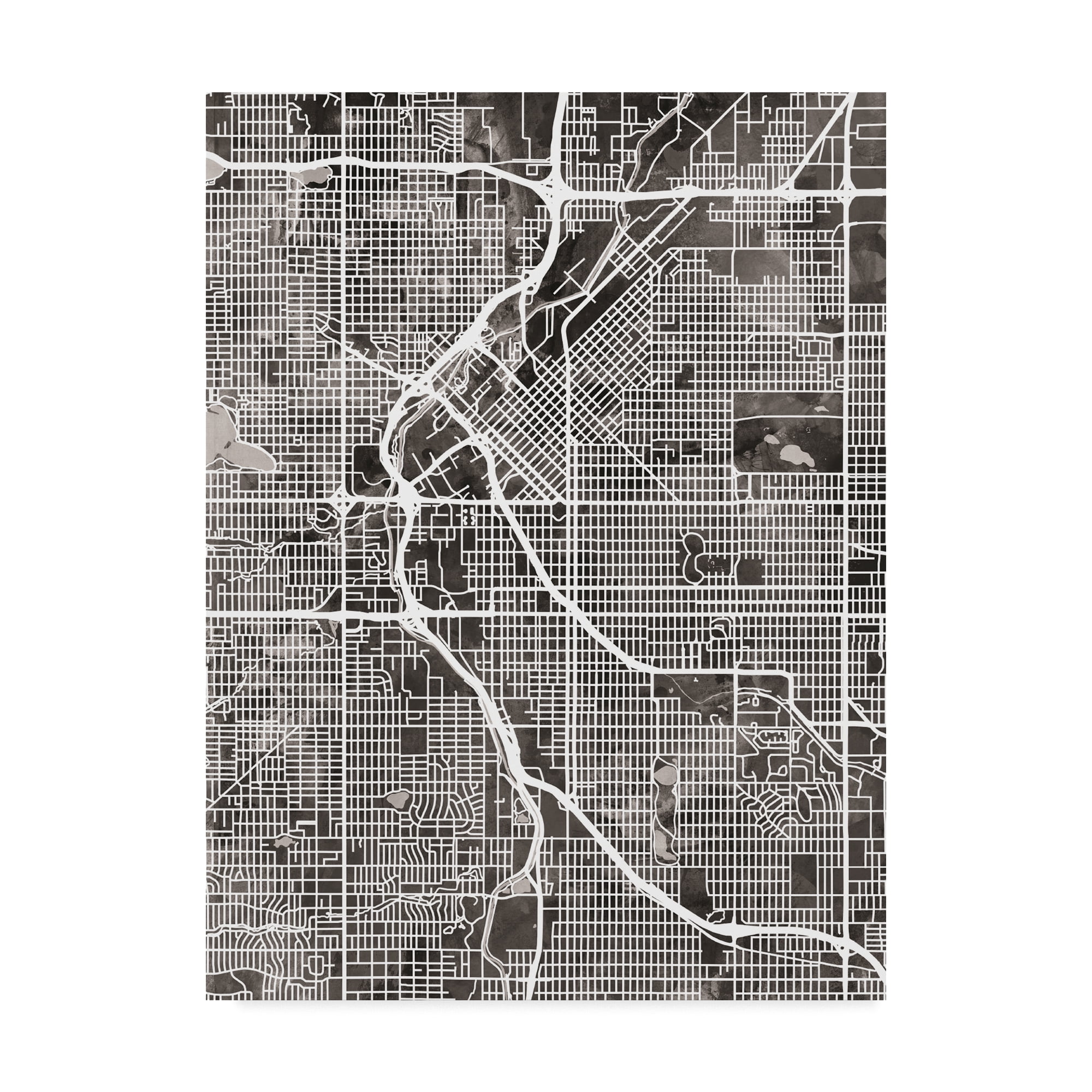 Trademark Fine Art 'Denver Colorado Street Map Black' Canvas Art by Michael Tompsett
