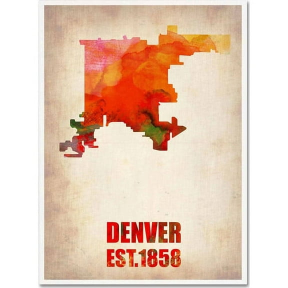 Trademark Fine Art "Denver Watercolor Map" Canvas Art by Naxart