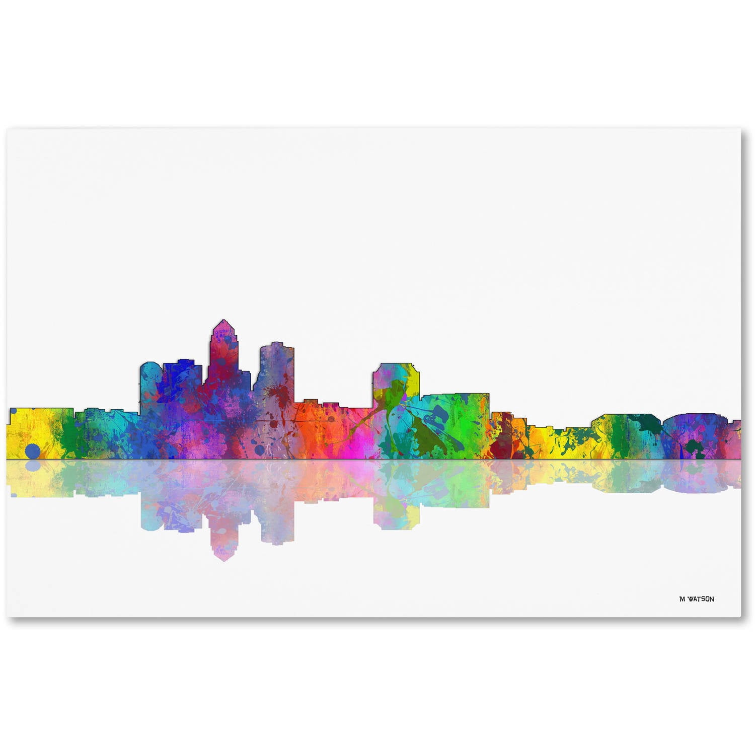 Des Moines Iowa Colorful Skyline Canvas Art