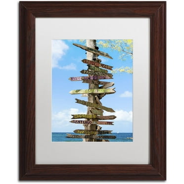 Trademark Fine Art "Destination Signs" Canvas Art by Philippe Hugonnard, White Matte, Wood Frame