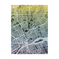 Trademark Fine Art 'Detroit Michigan City Map Blue Yellow' Canvas Art by Michael Tompsett