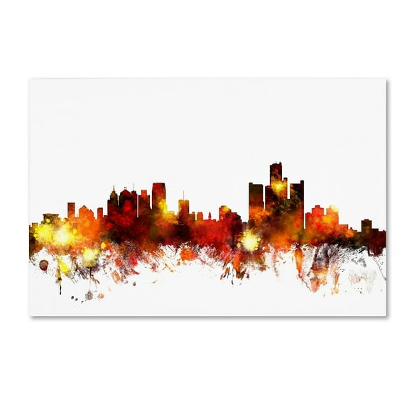 Trademark Fine Art "Detroit Michigan Skyline III" Canvas Art by Michael Tompsett