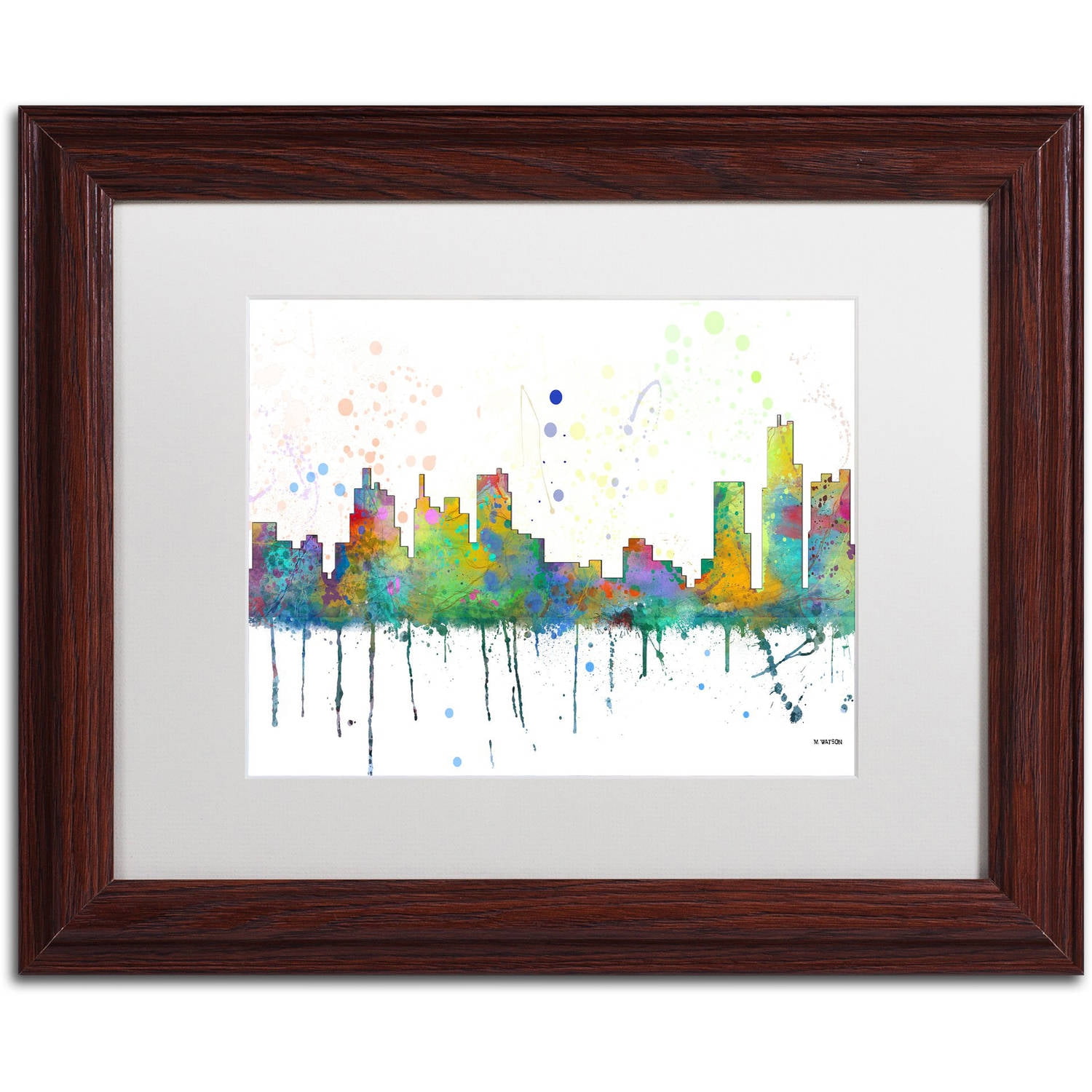 Trademark Fine Art "Detroit Michigan Skyline Mclr-1" Canvas Art by Marlene Watson, White Matte, Wood Frame