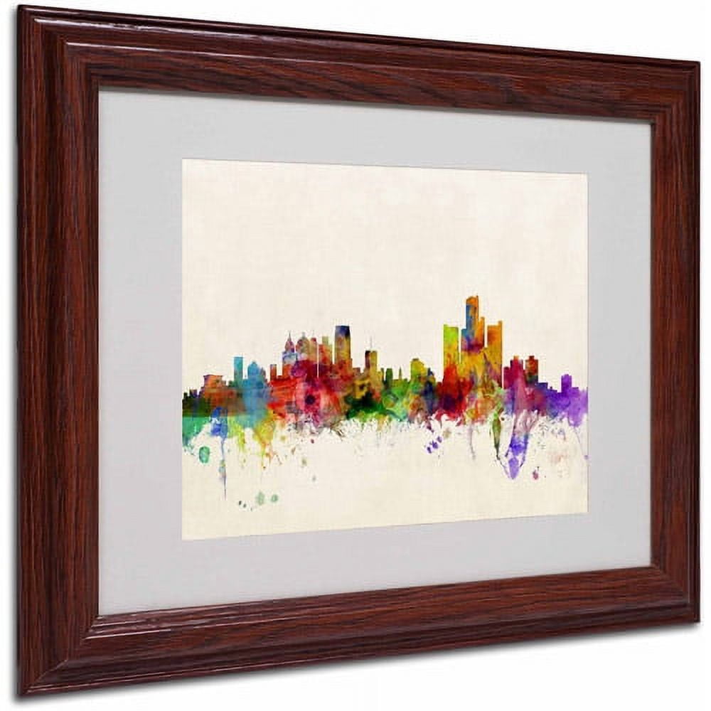 Trademark Fine Art "Detroit, Michigan" by Michael Tompsett, Wood Frame
