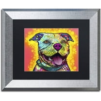 Trademark Fine Art "Dewey Pit Bull" Canvas Art by Dean Russo, Black Matte, Silver Frame