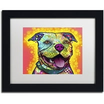 Trademark Fine Art "Dewey Pit Bull" Canvas Art by Dean Russo, White Matte, Black Frame