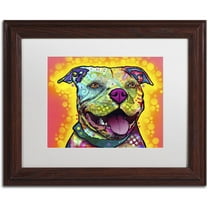 Trademark Fine Art "Dewey Pit Bull" Canvas Art by Dean Russo, White Matte, Wood Frame