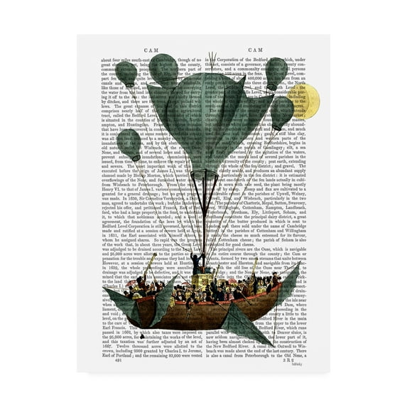 Trademark Fine Art 'Diligenza Per La Luna Air Balloon' Canvas Art by Fab Funky