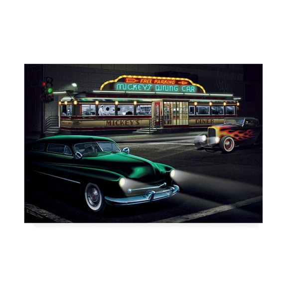 Trademark Fine Art 'Diners and Cars II' Canvas Art by Helen Flint