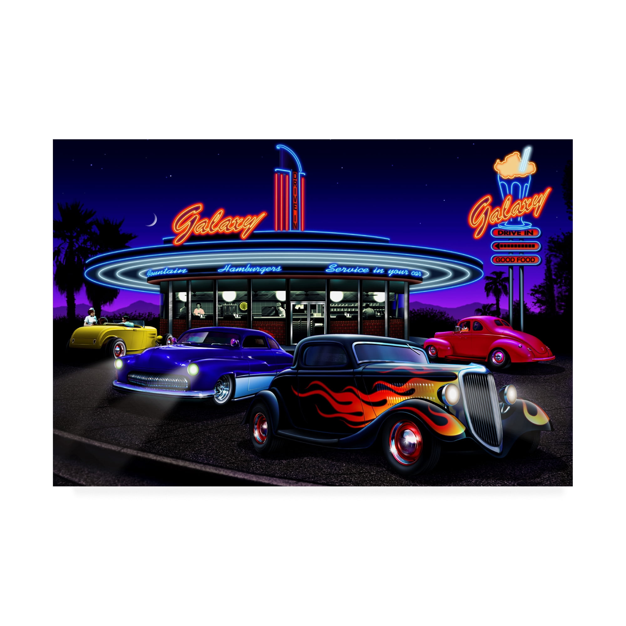 Trademark Fine Art 'Diners and Cars VII' Canvas Art by Helen Flint