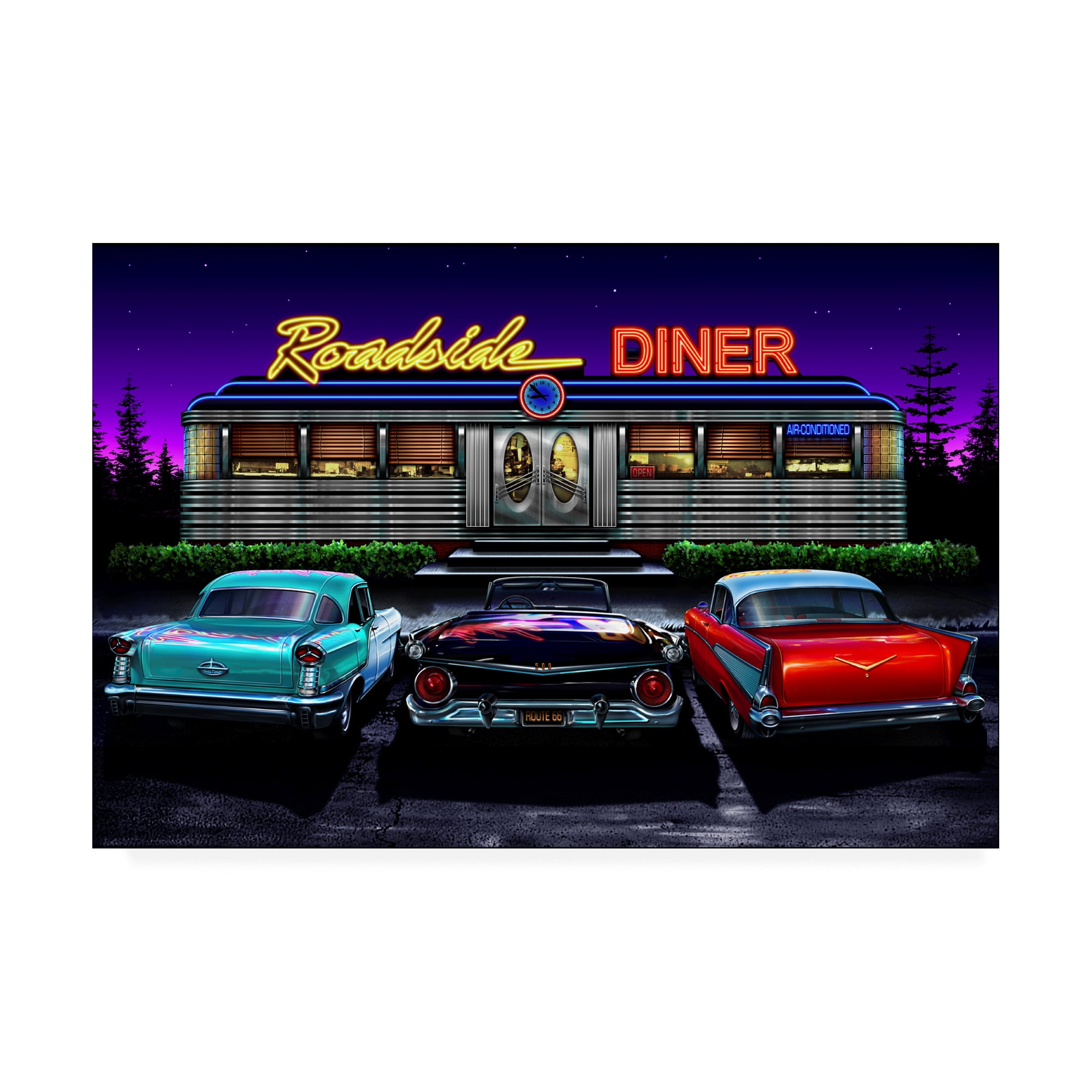 Trademark Fine Art 'Diners and Cars VIII' Canvas Art by Helen Flint