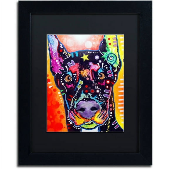 Trademark Fine Art "Doberman" Canvas Art by Dean Russo, Black Matte, Black Frame