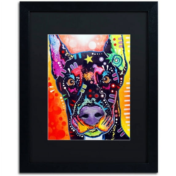 Trademark Fine Art "Doberman" Canvas Art by Dean Russo, Black Matte, Black Frame