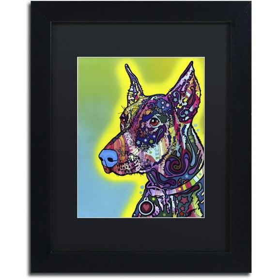 Trademark Fine Art "Doberman" Canvas Art by Dean Russo, Black Matte, Black Frame