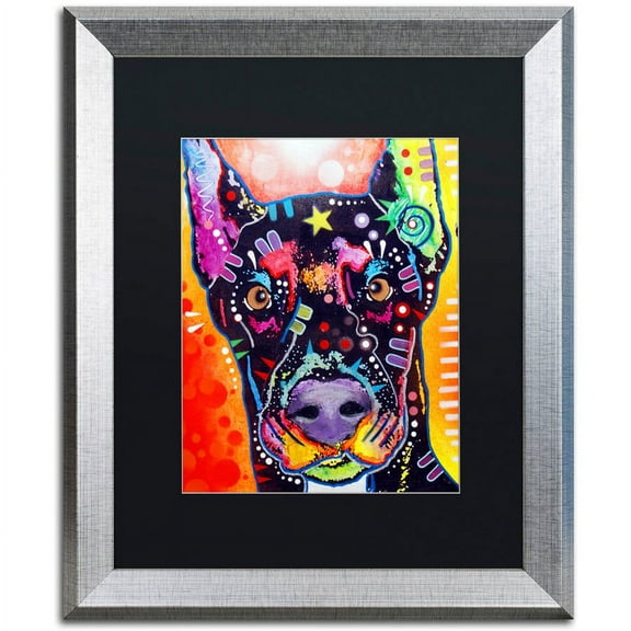Trademark Fine Art "Doberman" Canvas Art by Dean Russo, Black Matte, Silver Frame