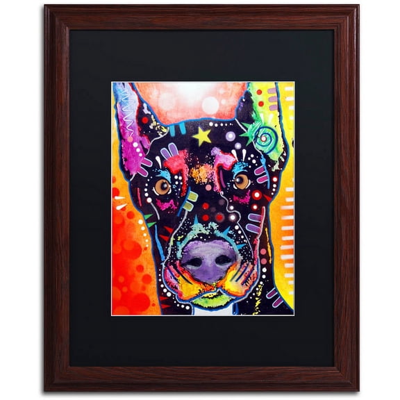 Trademark Fine Art "Doberman" Canvas Art by Dean Russo, Black Matte, Wood Frame
