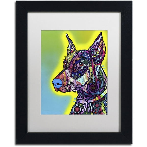 Trademark Fine Art "Doberman" Canvas Art by Dean Russo, White Matte, Black Frame
