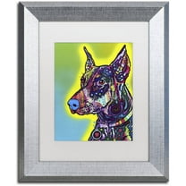 Trademark Fine Art "Doberman" Canvas Art by Dean Russo, White Matte, Silver Frame