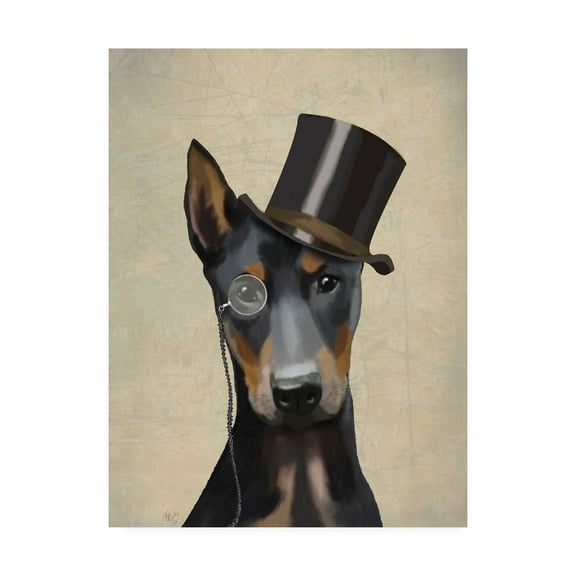 Trademark Fine Art 'Doberman, Formal Hound And Hat' Canvas Art by Fab Funky