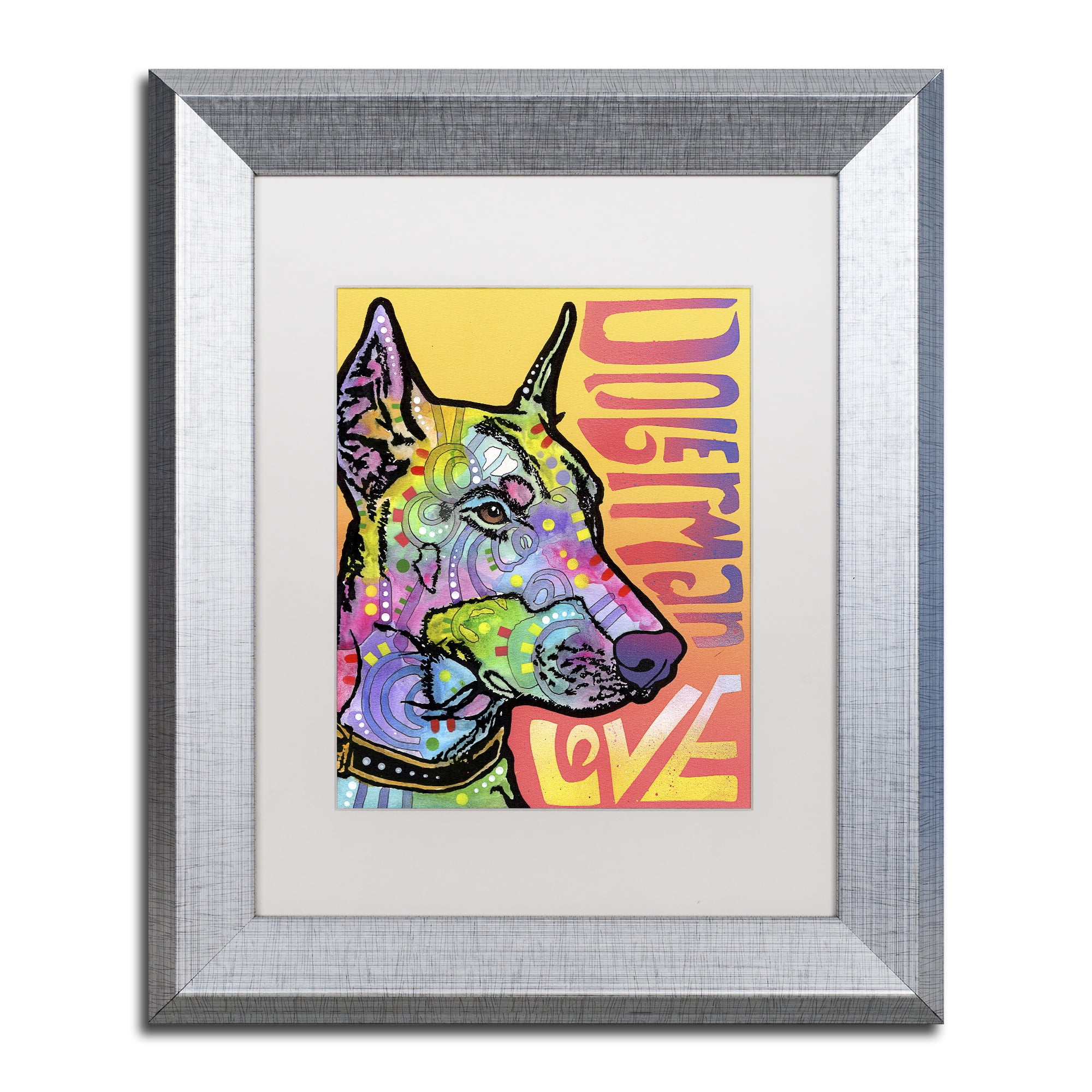 Trademark Fine Art 'Doberman Luv' Silver Framed Art by Dean Russo