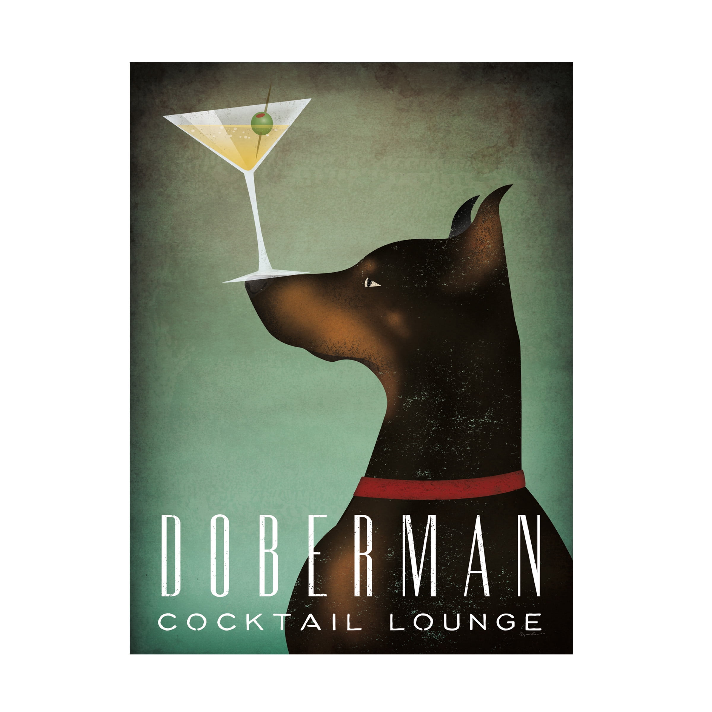 Trademark Fine Art Ryan Fowler Doberman Martini Canvas Wall Art - 35x47
