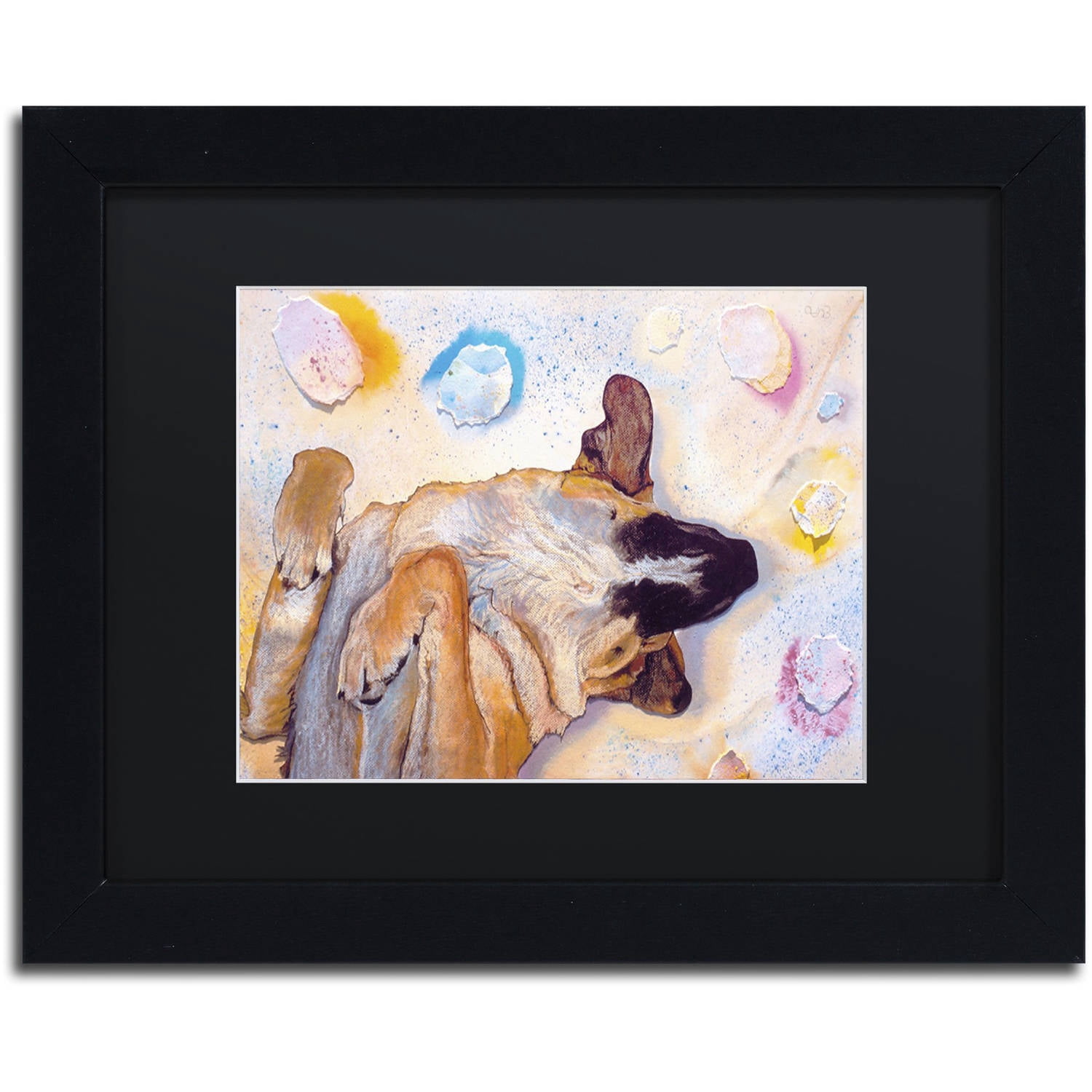 Trademark Fine Art "Dog Dreams" Canvas Art by Pat Saunders-White, Black Matte, Black Frame
