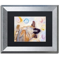 Trademark Fine Art "Dog Dreams" Canvas Art by Pat Saunders-White, Black Matte, Silver Frame