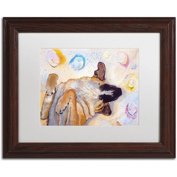 Trademark Fine Art "Dog Dreams" Canvas Art by Pat Saunders-White, White Matte, Wood Frame