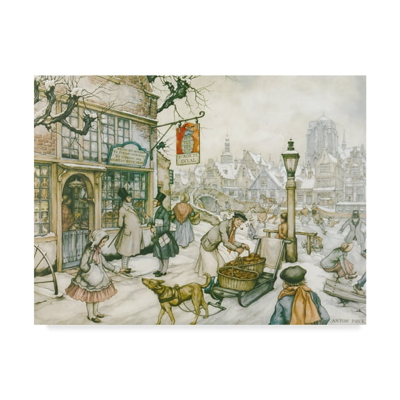 Trademark Fine Art 'Dog Sled' Canvas Art by Anton Pieck