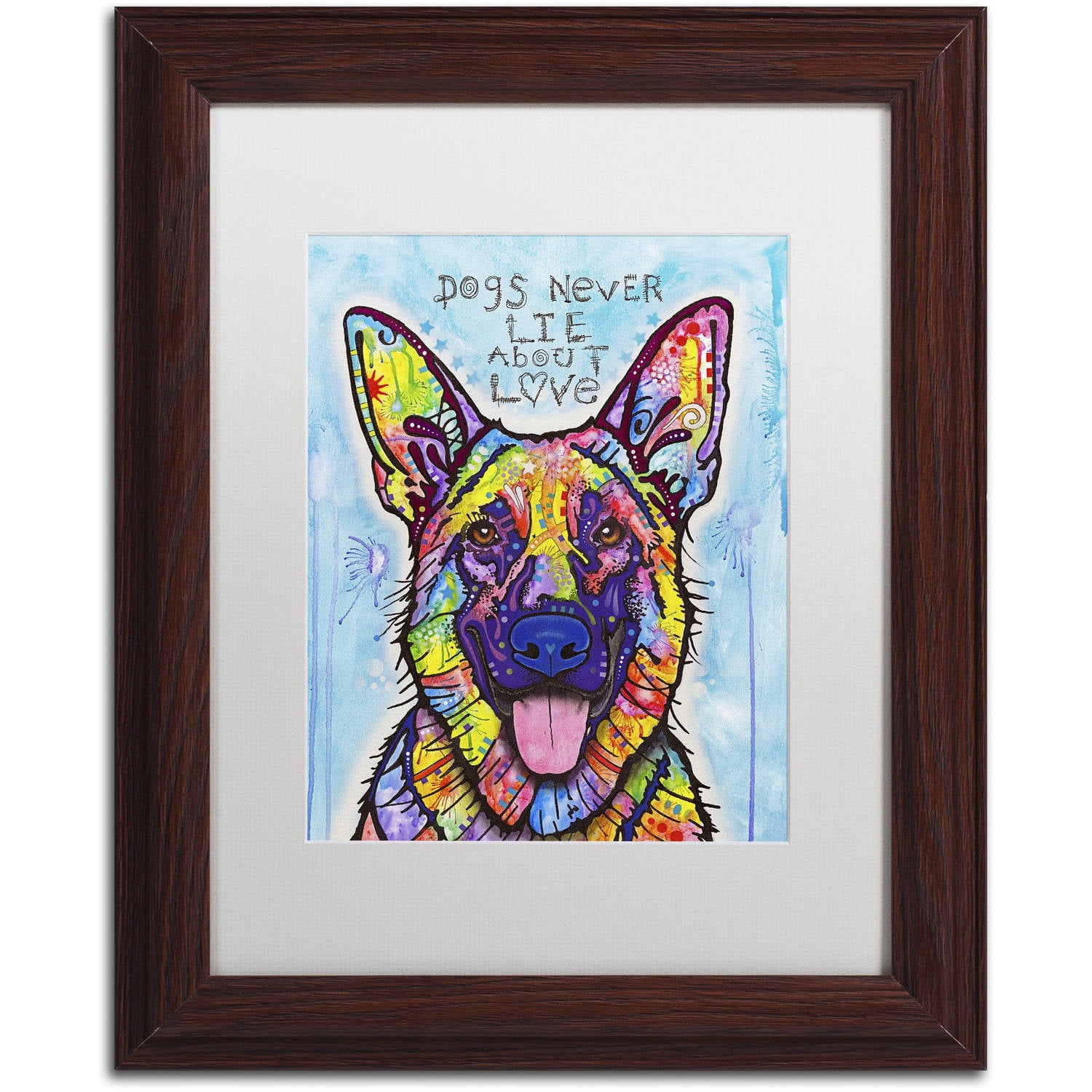 Trademark Fine Art 'Dogs Never Lie' Canvas Art by Dean Russo, White Matte, Wood Frame