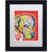 Trademark Fine Art 'Dogs Speak' Canvas Art by Dean Russo, White Matte, Black Frame
