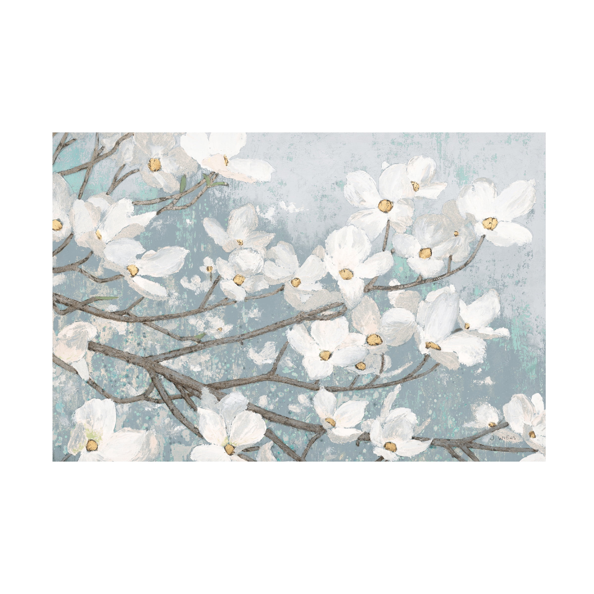 Trademark Fine Art 'Dogwood Blossoms II Blue Gray Crop' Canvas Art by James Wiens