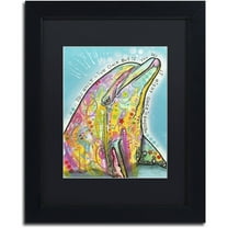 Trademark Fine Art "Dolphin" Canvas Art by Dean Russo, Black Matte, Black Frame