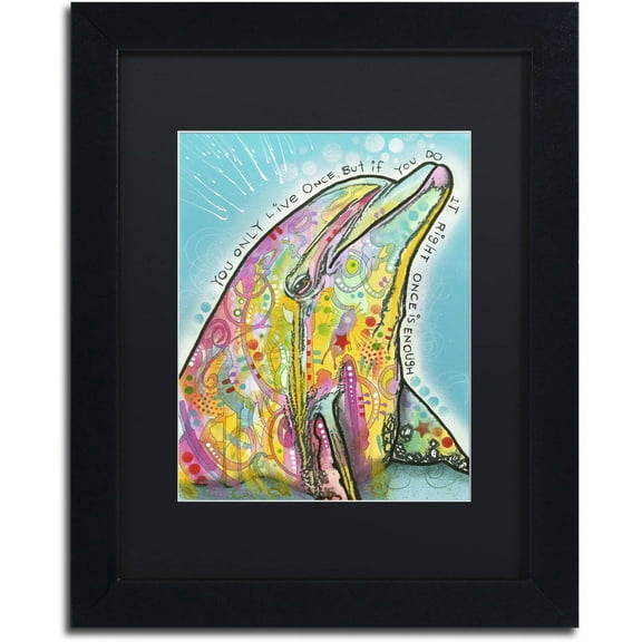 Trademark Fine Art "Dolphin" Canvas Art by Dean Russo, Black Matte, Black Frame