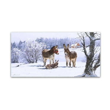 Trademark Fine Art 'Donkeys in Snow' Canvas Art by The Macneil Studio