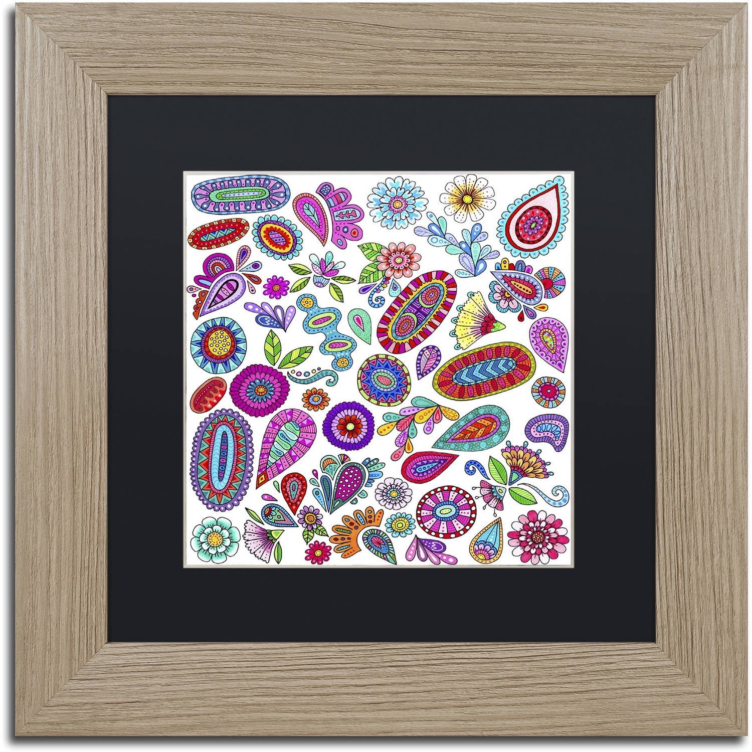 Trademark Fine Art "Doodle Salad" Canvas Art by Hello Angel, Black Matte, Birch Frame