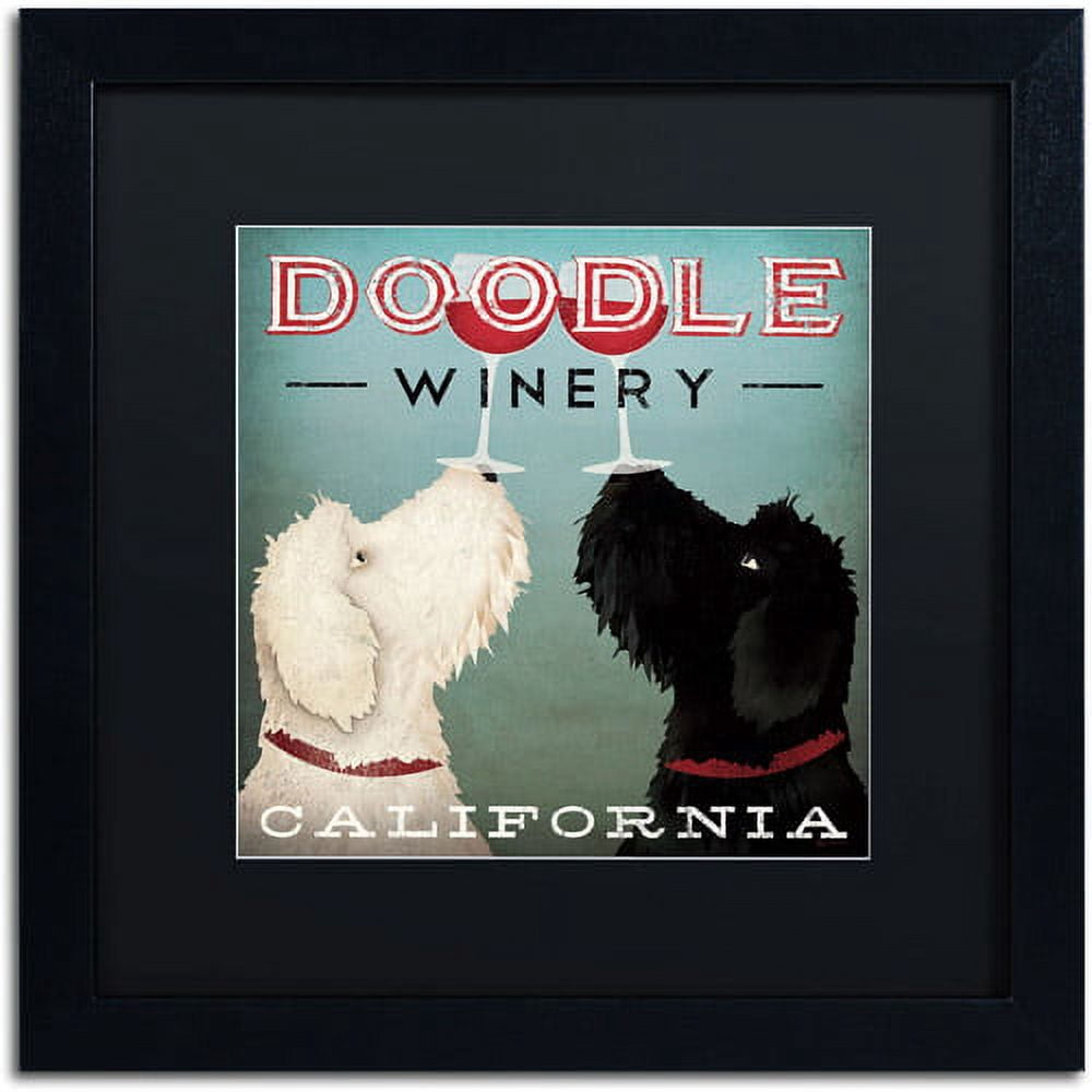 Trademark Fine Art "Doodle Wine" Canvas Art by Ryan Fowler, Black Matte, Black Frame