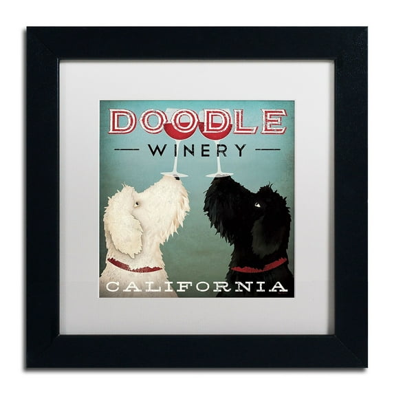 Trademark Fine Art "Doodle Wine" Canvas Art by Ryan Fowler, White Matte, Black Frame