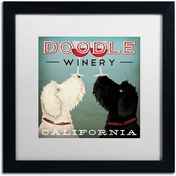 Trademark Fine Art "Doodle Wine" Canvas Art by Ryan Fowler, White Matte, Black Frame