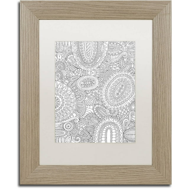 Trademark Fine Art "Doodles All Over" Canvas Art by Hello Angel, White Matte, Birch Frame