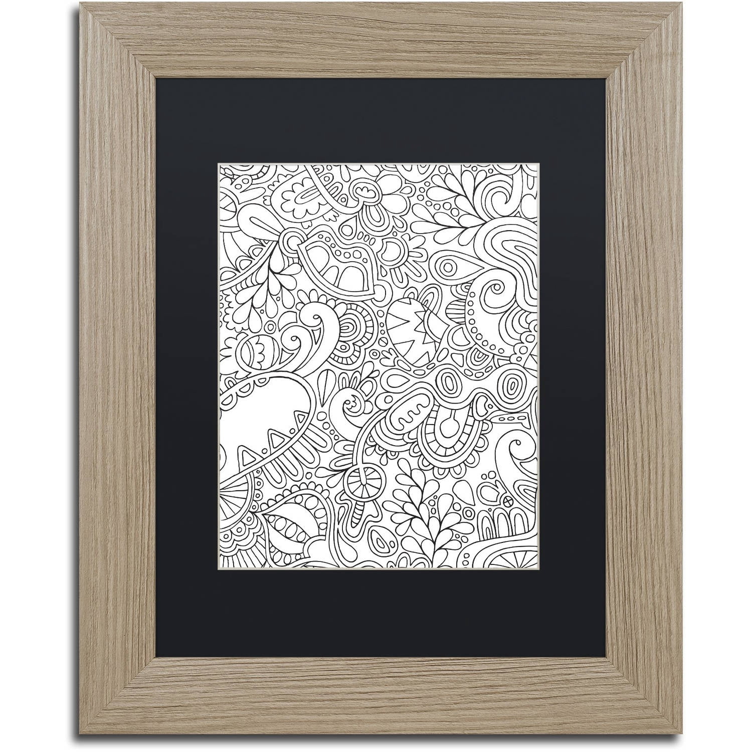 Trademark Fine Art "Doodles II" Canvas Art by Hello Angel, Black Matte, Birch Frame