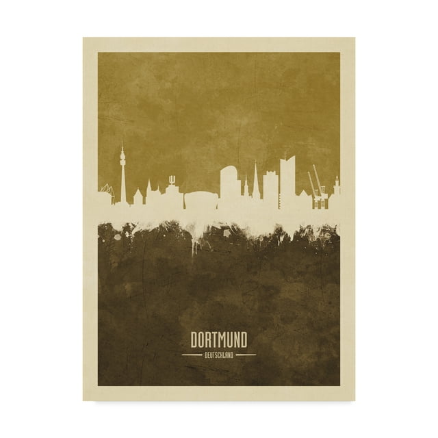 Trademark Fine Art 'Dortmund Germany Skyline Brown' Canvas Art by Michael Tompsett