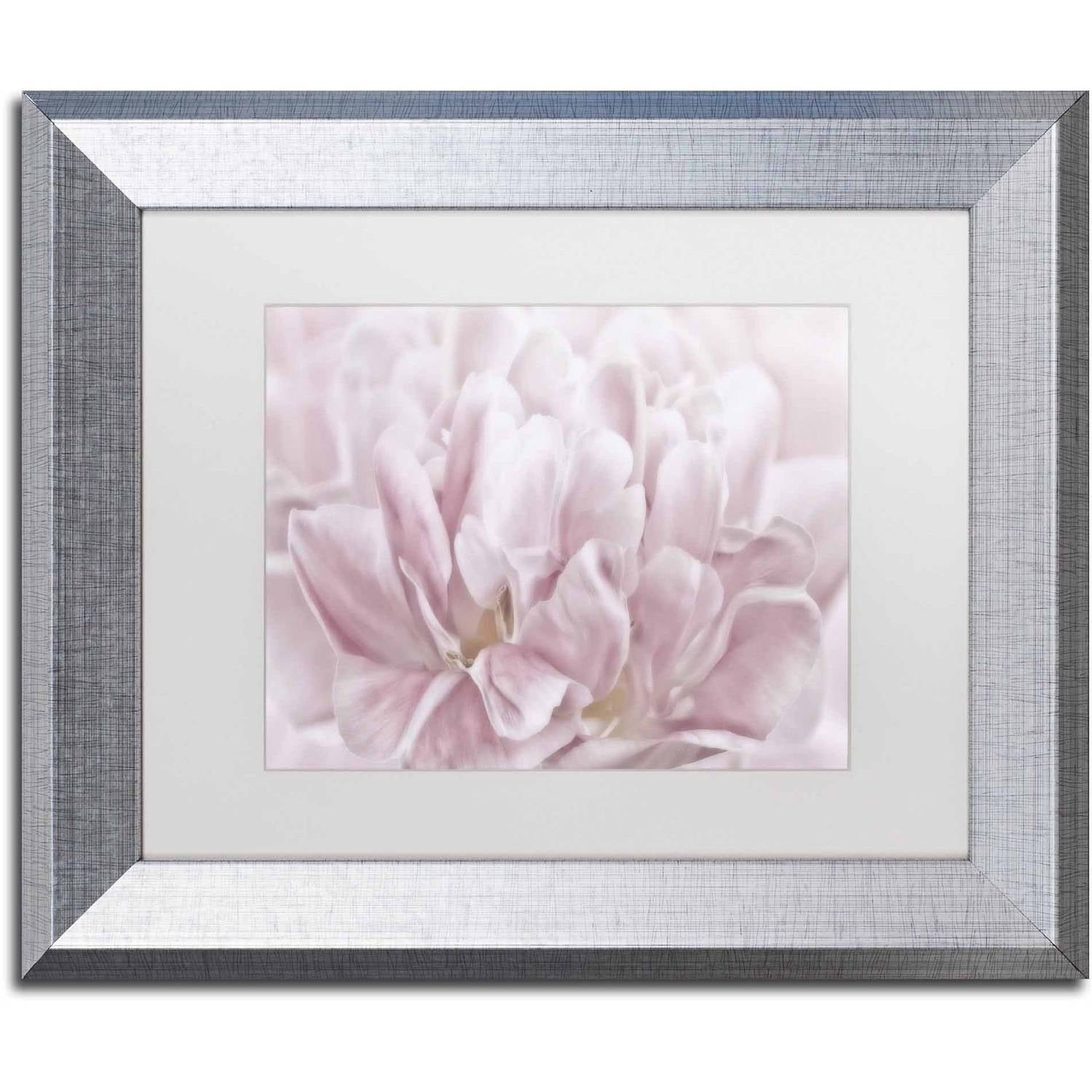Trademark Fine Art 'Double Pink Tulip' Canvas Art by Cora Niele, White Matte, Silver Frame
