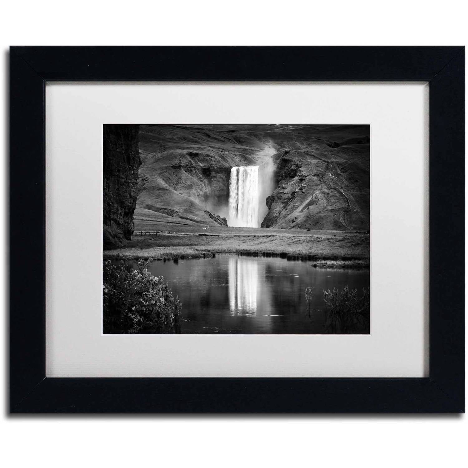 Trademark Fine Art 'Double Skogafoss' Canvas Art by Philippe Sainte-Laudy, White Matte, Black Frame