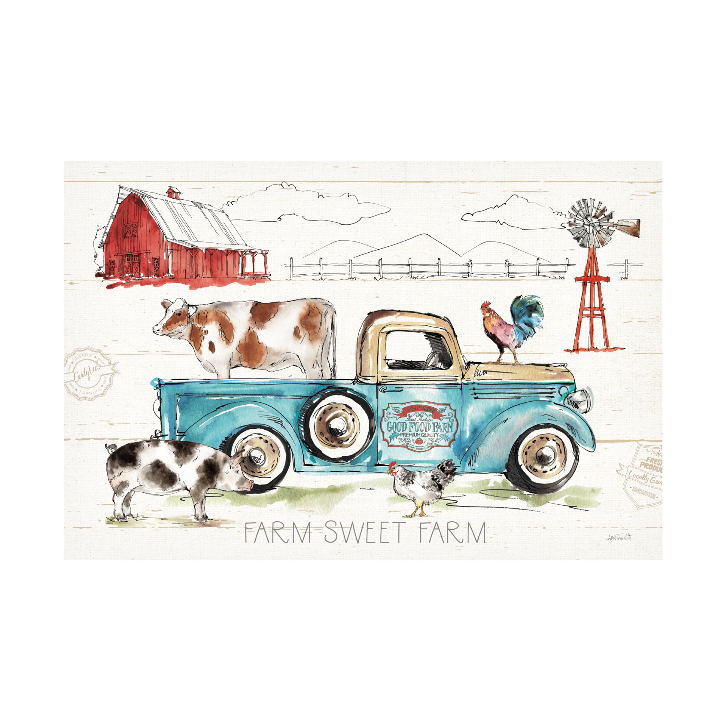 Trademark Fine Art 'Down on the Farm I' Canvas Art by Anne Tavoletti