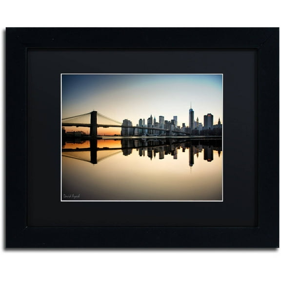 Trademark Fine Art "Downtown NY" Canvas Art by David Ayash Black Matte, Black Frame