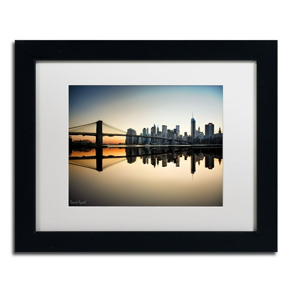 Trademark Fine Art "Downtown NY" Canvas Art by David Ayash White Matte, Black Frame