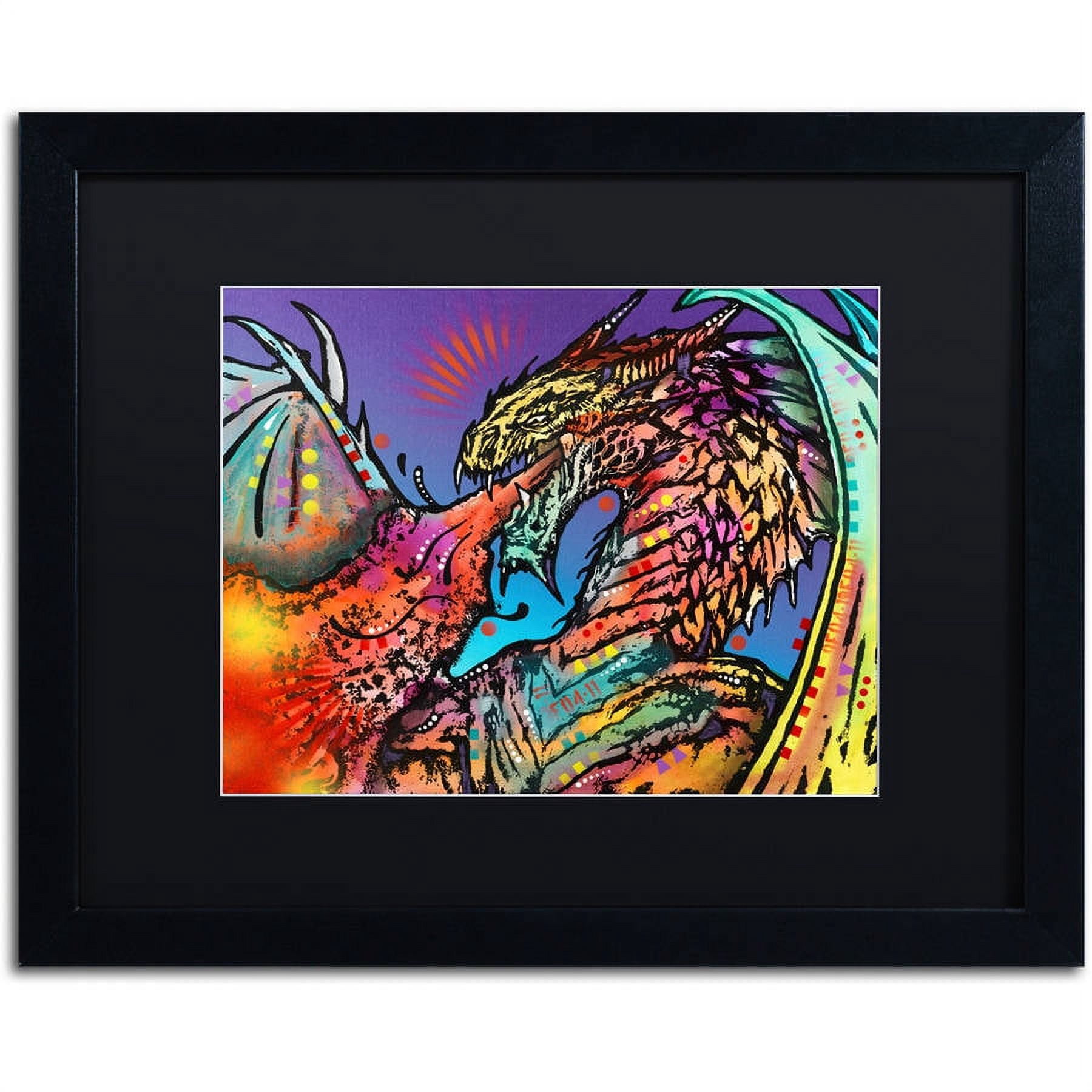 Trademark Fine Art "Dragon" Canvas Art by Dean Russo, Black Matte, Black Frame