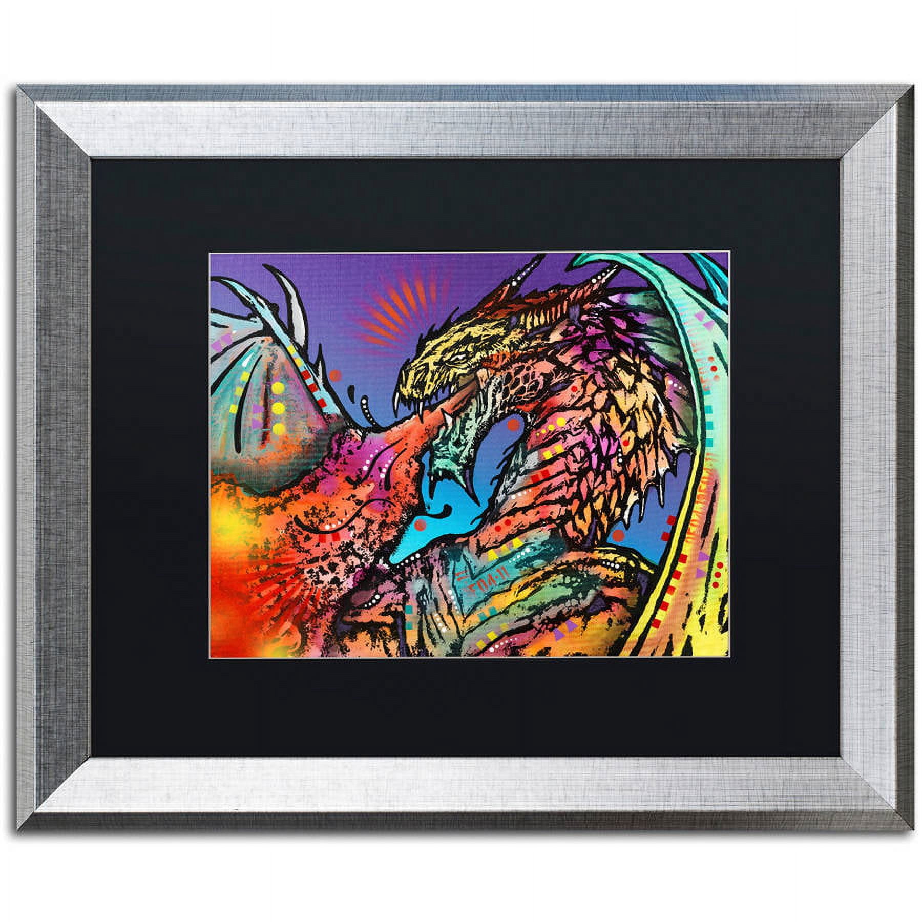 Trademark Fine Art "Dragon" Canvas Art by Dean Russo, Black Matte, Silver Frame