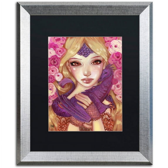 Trademark Fine Art "Dragon Kin" Canvas Art by Natasha Wescoat, Black Matte, Silver Frame